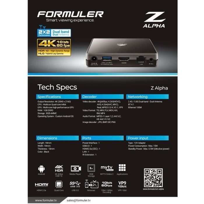 Formuler Z Alpha 4k Uhd Android 1go 8 Go Quad Core Wifi Cdiscount Tv Son Photo