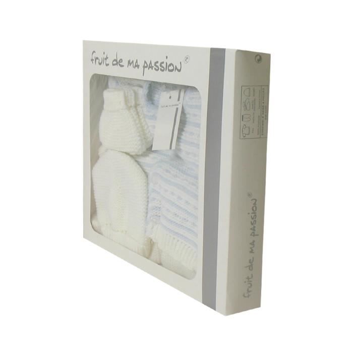 Coffret Naissance Brassi/ère 0 /à 3 Mois Blanc et Bleu