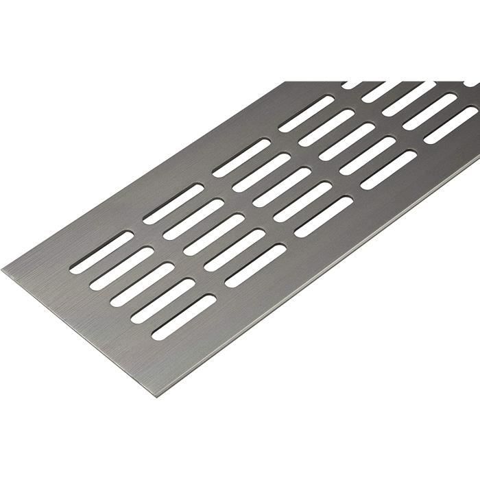 Grille d'aération de porte en acier inoxydable - Grille d'aération carrée - 800 x 80 mm - Grille de ventilation en aluminium pour