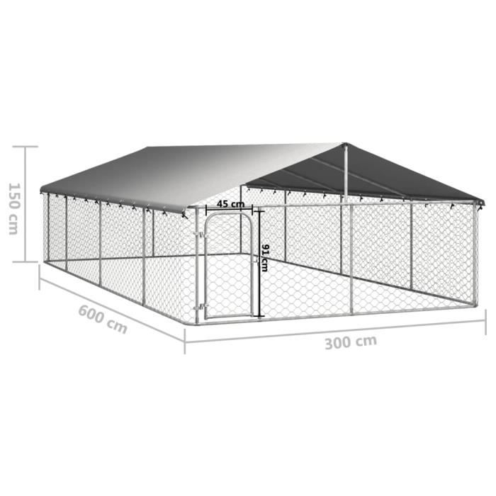 Meilleurs prix pour Chenil d'extérieur avec toit pour chiens 600x300x150 cm Type MLP