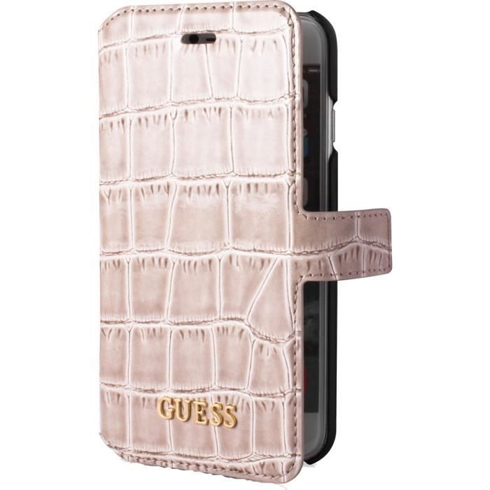 GUESS Etui à rabat pour iPhone 6 / 6S - Effet croco - Beige