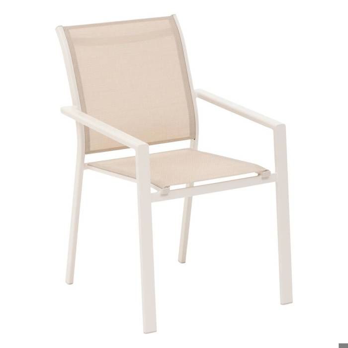 Fauteuil de jardin empilable Essentia lin & argile en aluminium traité en epoxy - Hespéride Fauteuil de jardin empilable Essentia lin & argile en aluminium traité en epoxy - Hespéride