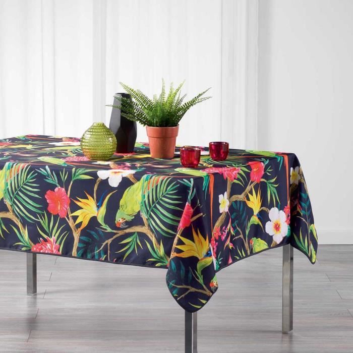 Toile Cirée Nappe Floral Noir sur Blanc k117a rectangulaire environ ovale