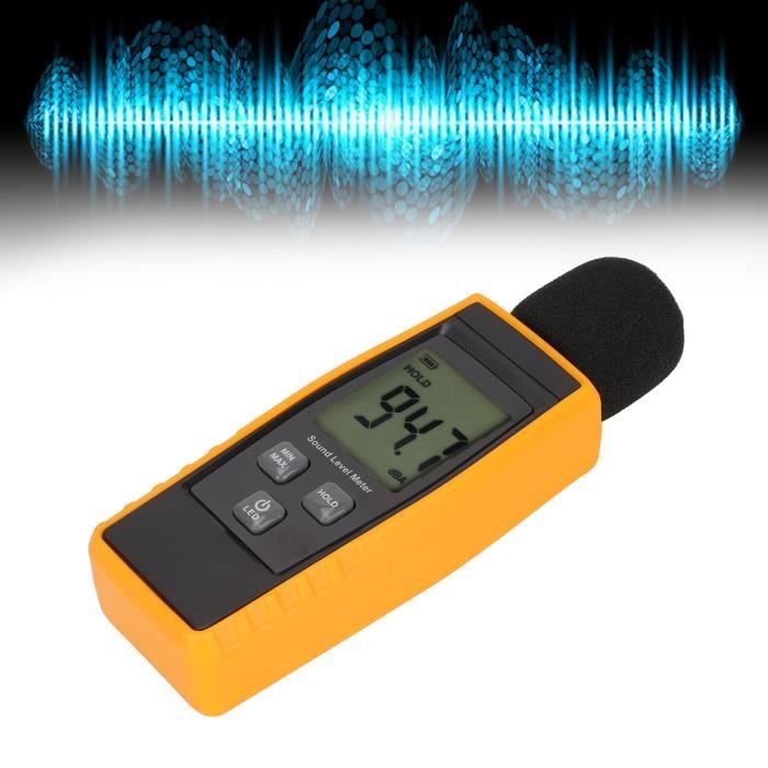 Décibel, Compteur SPL Portable (niveau De Pression Acoustique), Compteur De Bruit Numérique, Portée 30-130 DB(A), Instrument De Mesure Du Volume, Testeur De Son (batterie Incluse) Jaune