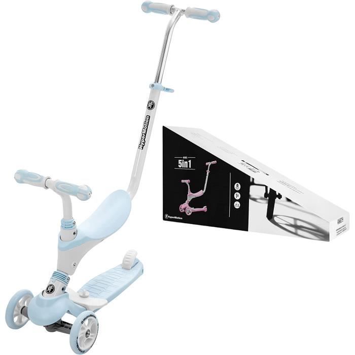 HyperMotion Draisienne Trottinette Enfant Evolutive 5 en 1 Jusqu a 50 KG Poussoir Repose pieds Selle Volant Reglable CE Bleue Achat Vente HyperMotion Draisienne Cdiscount
