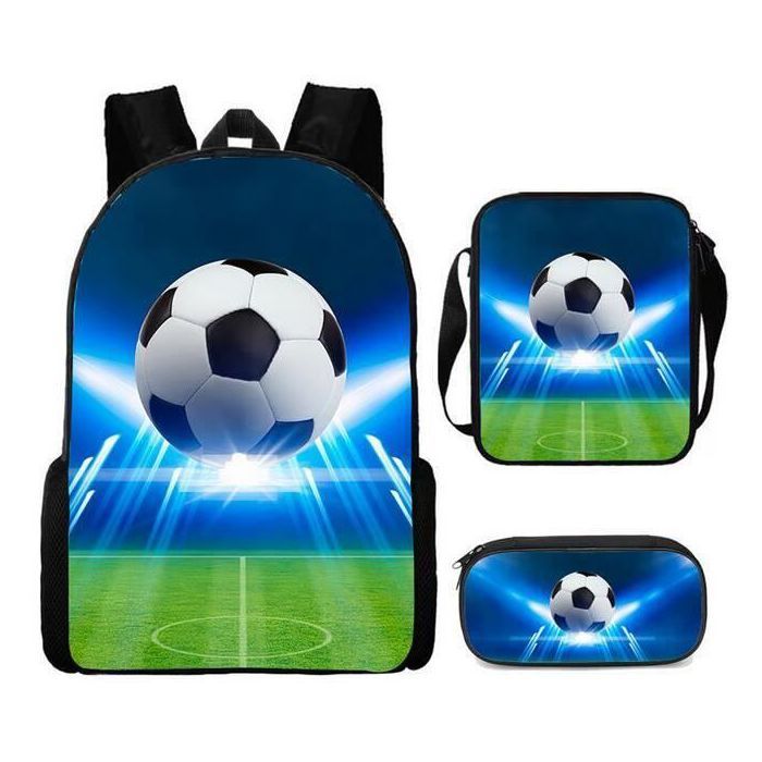 Sac a Dos JINDING B football cartable 3 pieces pour les eleves du primaire et du secondaire Fille et garcon Cdiscount Bagagerie Maroquinerie