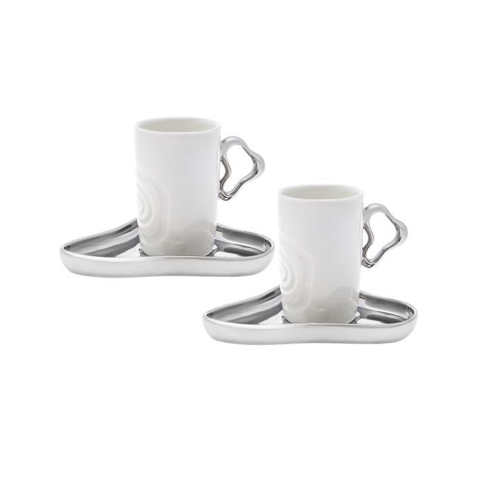 Karaca Willow – Service 6 Tasses à Café 90 Ml En Porcelaine Fine, Design Élégant Et Intemporel Avec Soucoupes