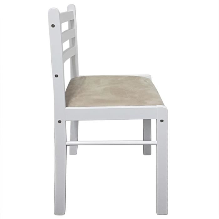 Chaises de salle à manger - KIMISS - Blanc Hévéa solide et velours - Lot de 4