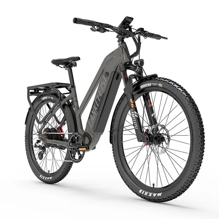 Vélo électrique de banlieue urbaine Lankeleisi Gris noir MX600Pro 500W 48V 20ah batterie au lithium 27.5*2.4 gros pneu