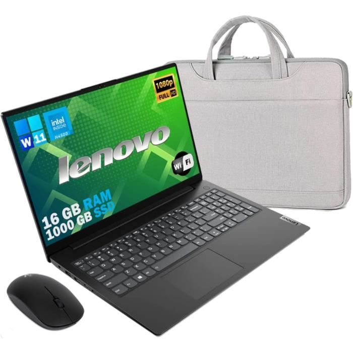 Ordinateur portable Lenovo SSD CPU Intel n 4500 RAM SSD 1000 Go Windows 11 Pro Open Office
