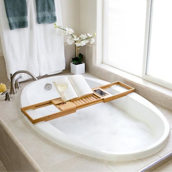Etagere De Baignoire Support Tablette Telephone Livres Reglable Pour Salle De Bain En Bambou Achat Vente Meuble Etagere Etagere De Baignoire Suppor Soldes Sur Cdiscount Des Le 20 Janvier Cdiscount