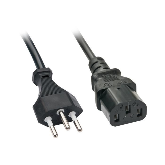 Lindy Câble d'alimentation IEC 60320 C13 (M) pour Suisses 3 broches (M) 2 m