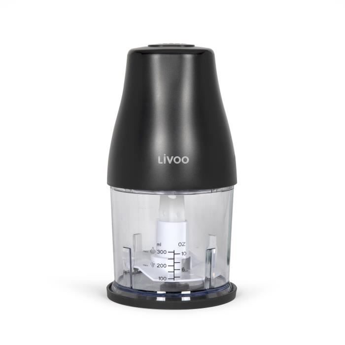 Hachoir - LIVOO - 300 ml - 400 W - 1 vitesse et fonction turbo - 2 lames en inox - Noir - Livoo