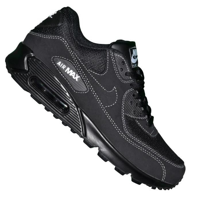 Nike - Basket - Homme - Air Max 90 100 - Noir Coutures Blanches ...