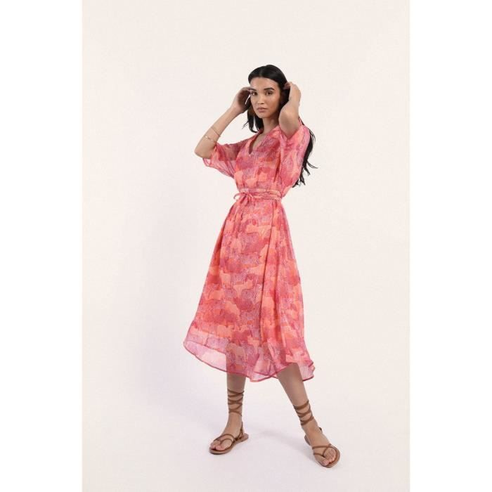Robe fluide cintree Molly bracken Femme Rose Cdiscount Pret a Porter