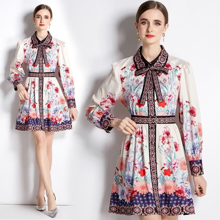 Robe Vintage À Imprimé Oiseaux