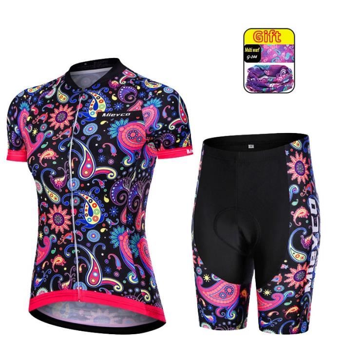 Maillot Cycliste Vintage Team Look Manches Courtes Avec Cuissard Intégré - L