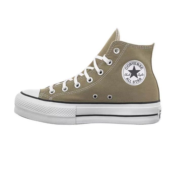 Converse Chaussures Femme Converse Chuck Taylor All Star Lift - Marron - Lacets - Textile