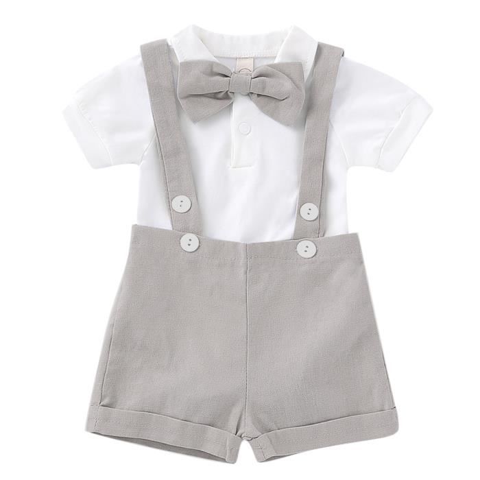 Bebe Gentilhomme Costume Arc Bebe Costume 2 Pcs Jeu De Bebe Bebe Ensemble Arc Combinaison Cravate Et Bretelles Gris 70 Gris Cdiscount Pret A Porter