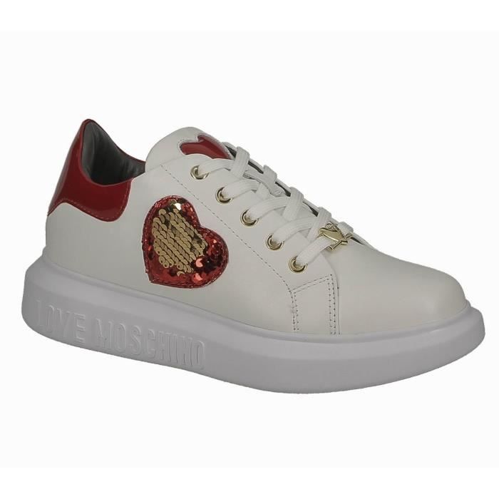 Basket lacets dame Love Moschino gommae40 blanche LOVE
