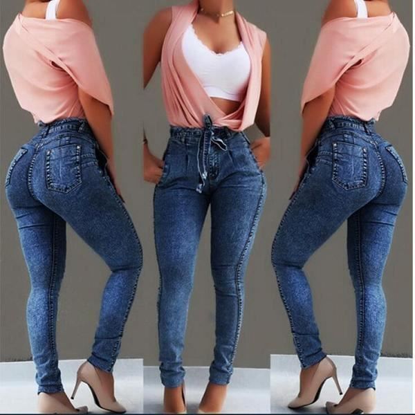 Jean taille haute grande taille femme top