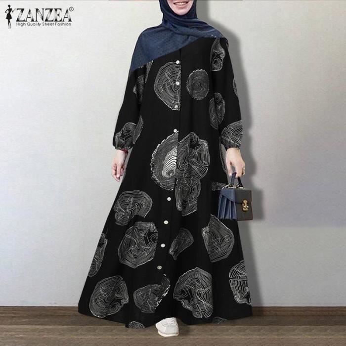 Robe ZANZEA Vintage imprim robe d t r tro femmes duba Abaya