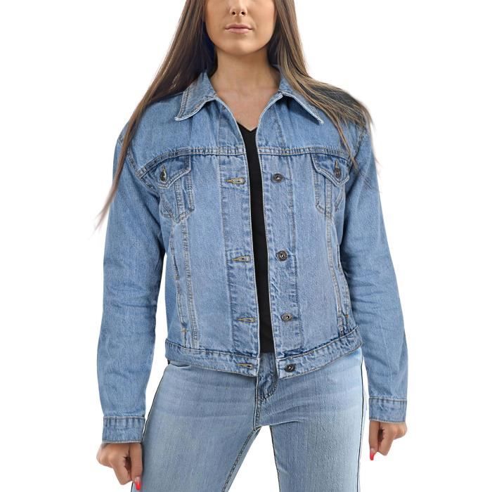 Dames Femmes Mode Denim Bleu Clair Veste Oversized Urbain Vetement De Rue Jean Long Manche Veste. Bleu clair Cdiscount Pret a Porter