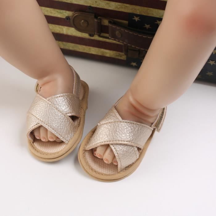 Sandales d ete pour bebe garcon et fille VITATA Chaussures en cuir PU Semelle souple Jaune Jaune Cdiscount Chaussures