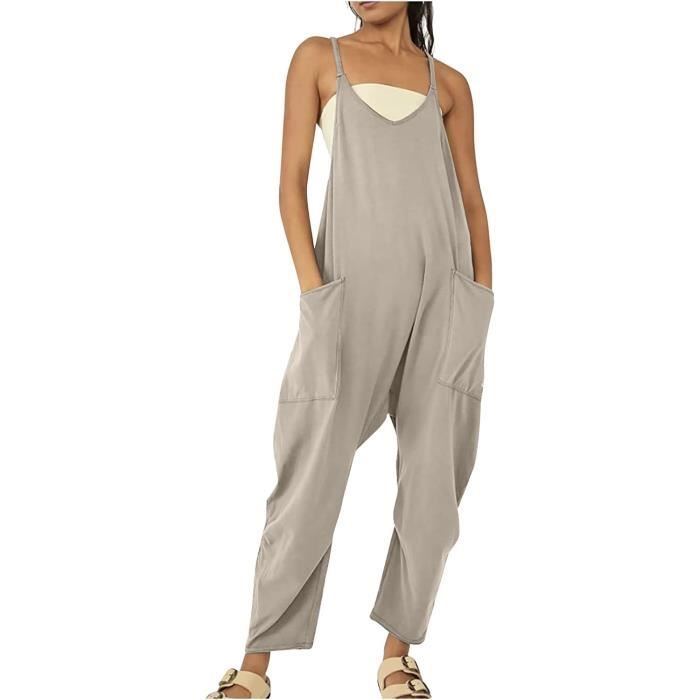 Riou Combinaison D'été Décontractée Pour Femme Avec Poches Latérales