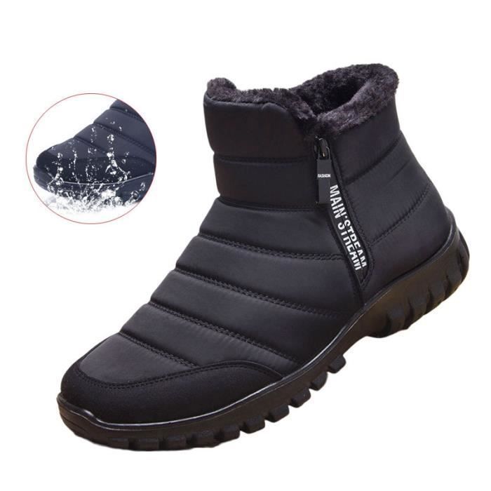 Bottes Homme FONDUPIN D hiver Chaudes Antiderapantes Impermeables Fermeture a glissiere Noir