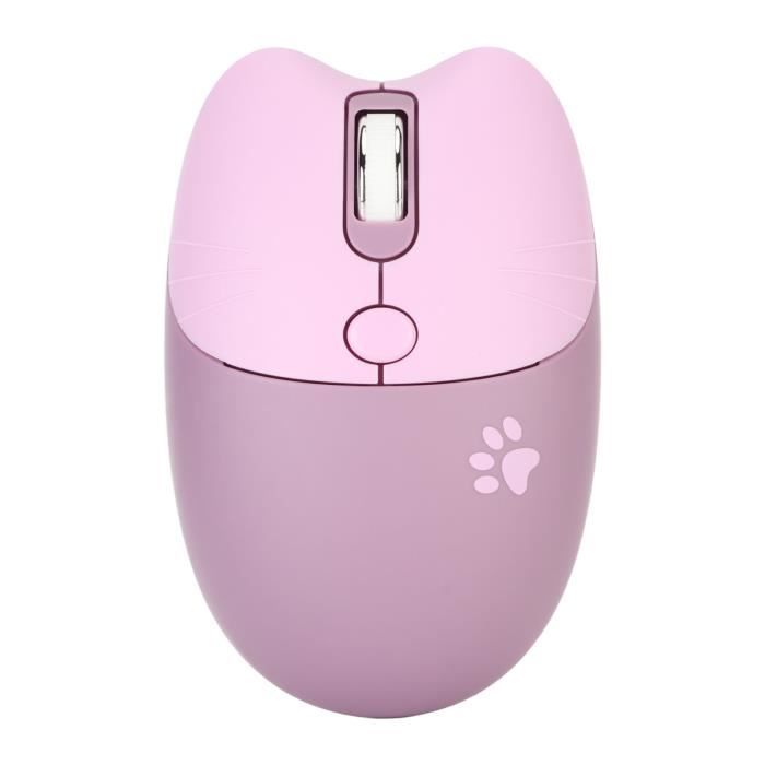 Pwshymi Souris fil chat mignon Souris fil Cat 2.4G, récepteur USB muet, mignonne informatique d'ordinateur Couleur du thé Violet