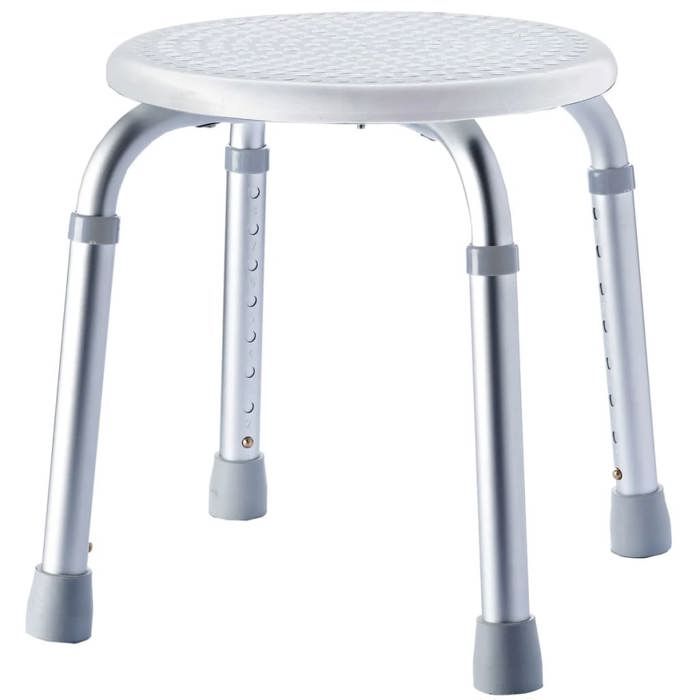 Tabouret De Salle De Bains Rond A Hauteur Reglable Blanc Achat
