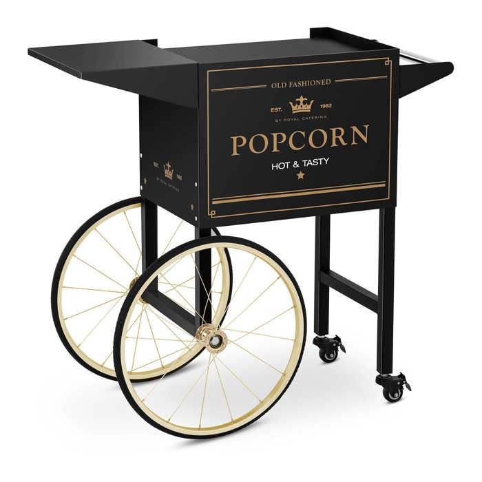 Chariot à Pop Corn Pour Machine à Popcorn Pro Royal Catering RCPT-BGWG-1 (Coloris Noir & Or, Tôle D'Acier Peinte, 4 Roues, 2 Freins)