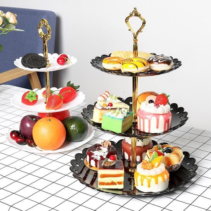 1set 3 Couches Assiette A Gateau De Mariage Stand Dessert Fruits