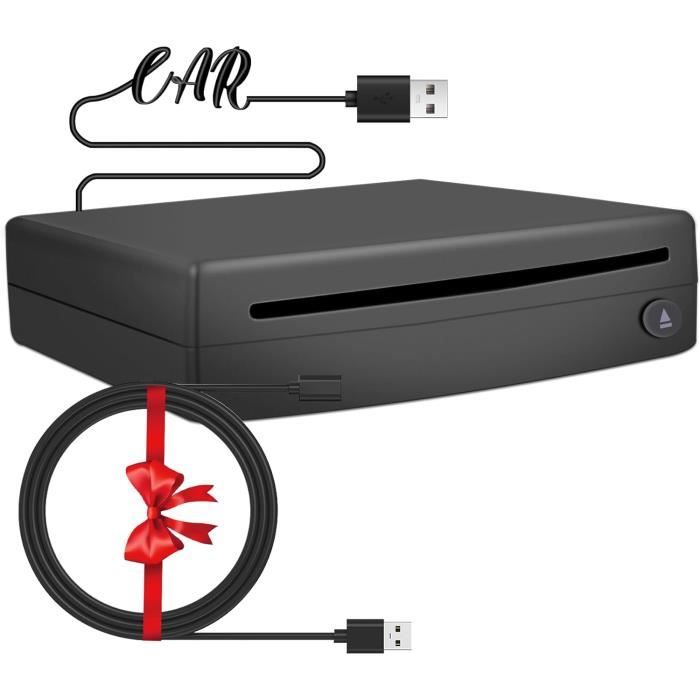 Homlab Lecteur CD USB externe pour voiture avec câble USB supplémentaire pour voiture sans