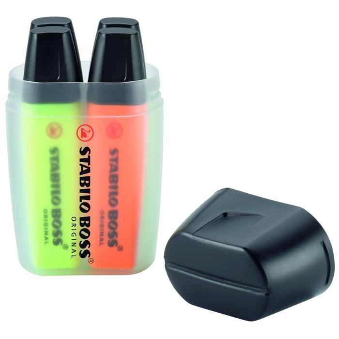 STABILO Lot De 3 Surligneurs BOSS ORIGINAL Rechargeables - Pointe Biseautée 2-5 Mm - Orange Fluo - Indémodable Depuis 1971