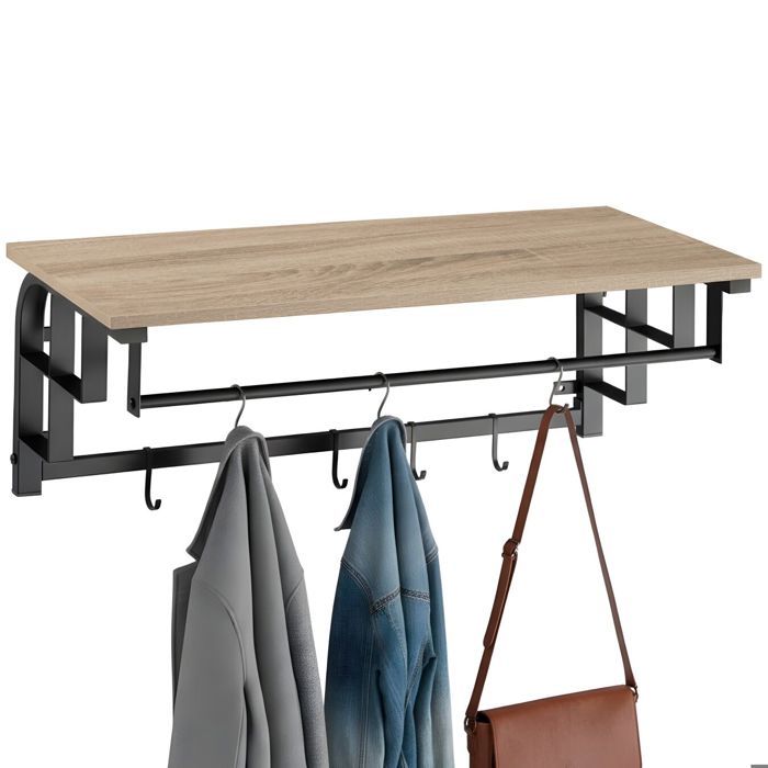 Penderie - TECTAKE - Penderie WESTWOOD en bois MDF et acier au style industriel 66 x 30 x 27 cm - Bois clair/Chêne sonoma