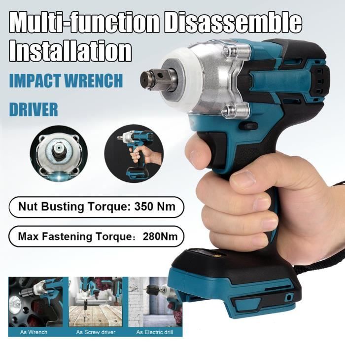 electrique boulonneuse cle a choc visseuse sans fil percussion 350nm pour 18v makita dtw285z li ion batterie cdiscount auto
