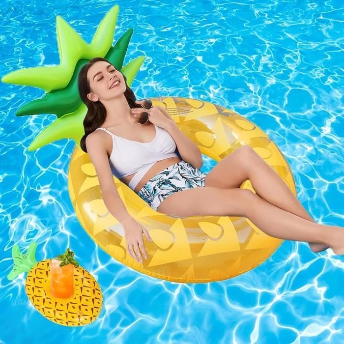 Porte-gobelet gonflable ananas pour piscine/bar, 7 trous, PVC écologique – parfait pour fêtes en