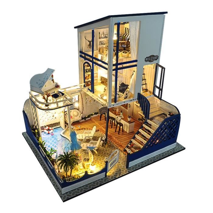 DollHouse Kit Maisons de Poupées En Bois Kit de Meubles de Maison de Poupée Miniature Kid Toy