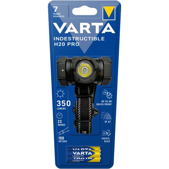 Frontale-VARTA-Indestructible H20 Pro-350lm-Garantie 7ans-Resistante au chocs (3m) à l'eau et la pou