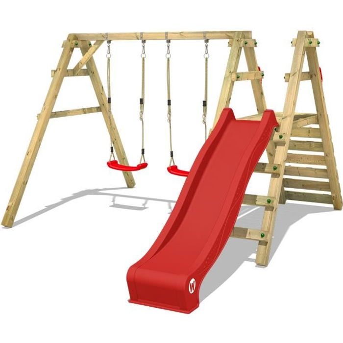 WICKEY Portique balançoire Aire de jeux Sky Slider Prime avec toboggan