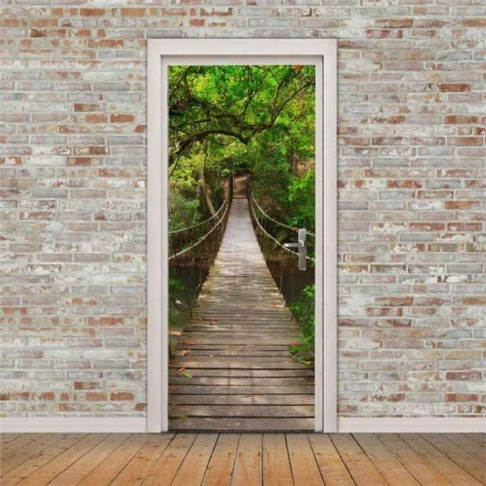 Autocollant Mural 3D PVC Pour Porte - Décor Amovible Sans Résidu, 2 Pièces, Tailles Variables | Pour Chambre, Salon