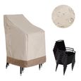 Housse de protection pour chaises de jardin empilables OUTSUNNY - Oxford haute densité 600D - Beige café-1