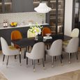 Table de Salle à Manger Extensible 150-180cm Table Cuisine avec Rallonge pour 8 Personnes en Marbre Noir-1