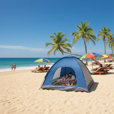 Tente Pop-up Relaxdays Pour 3 Personnes – Imperméable, Anti-UV, Avec Fenêtre Fermable, Idéale Pour Camping Et Festivals