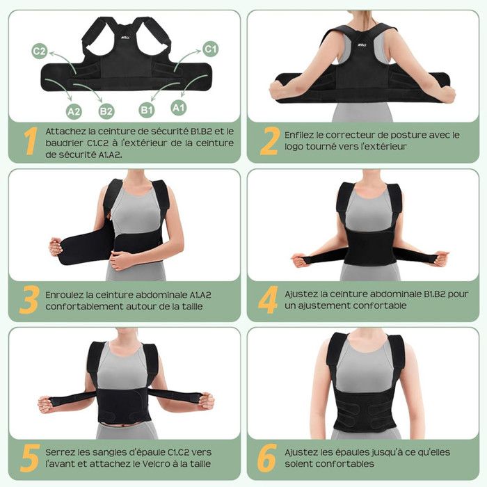 Posture Correcteur Dos Femme Homme,66-86cm Ceinture Dorsale Maintien du ...
