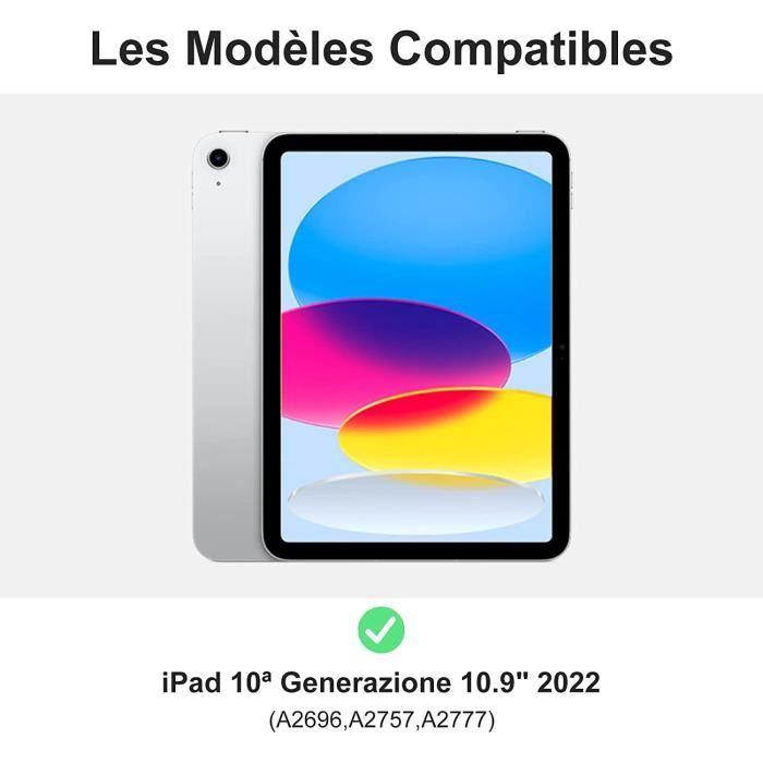 SENGBIRCH Clavier Coque iPad 10ème Génération 10,9 Pouces 2022 - Détachable  sans Fil iPad 10ème 2022 Clavier Français AZERTY - Housse Coque Trifold