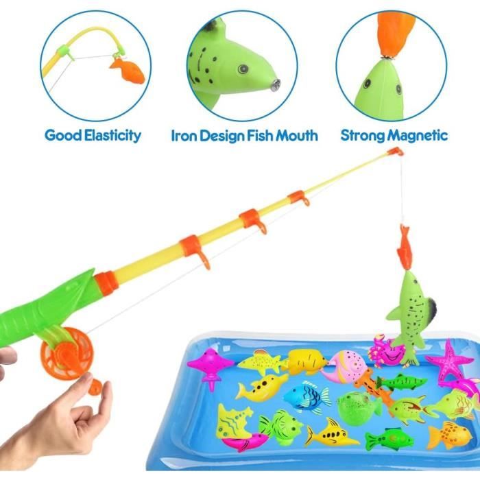 Lot De 10 Jouets De Bain – Pêche Magnétique, Animaux Flottants à Remonter, Gobelets Empilables – Sans BPA – Dès 2 Ans