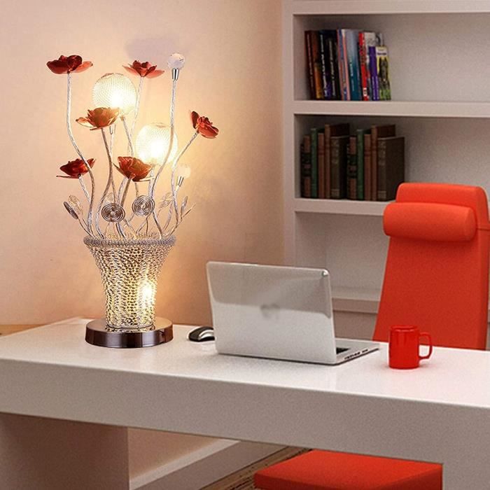 Lampe De Table, Lampe En Verre Teinté Tournesol, Petite Lampe De Chevet Antique Pour Chambre A Coucher Salon Bureau A Domicile Avec Ampoule Led A 3 Temperatures De Couleur 90421808